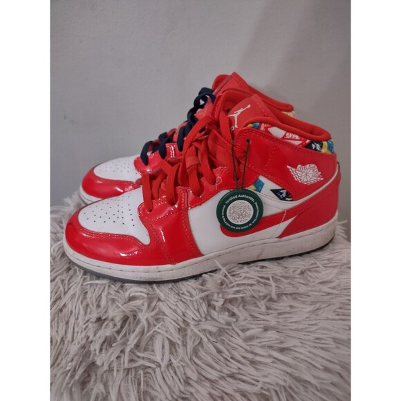 Nike Youth Air Jordan 1 Mid Se GS Electro Orange size 7Y DC7248-600 - Picture 5 of 12